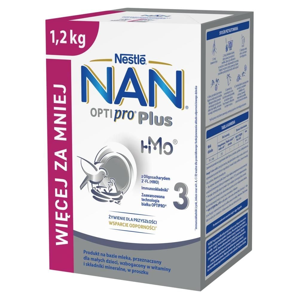 NAN OPTIPRO Plus 3 Produkt na bazie mleka dla małych dzieci 1,2 kg (2 x 600 g)