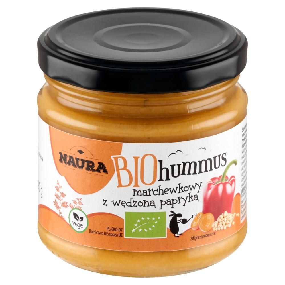 Naura Bio hummus marchewkowy z wędzoną papryką 190 g