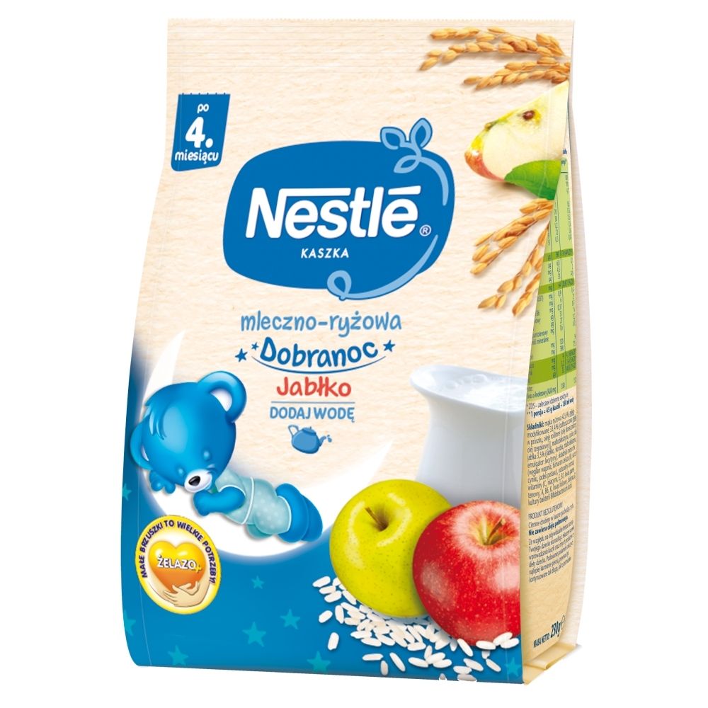 Nestlé Kaszka dobranoc mlecznoryżowa jabłko dla niemowląt po 4