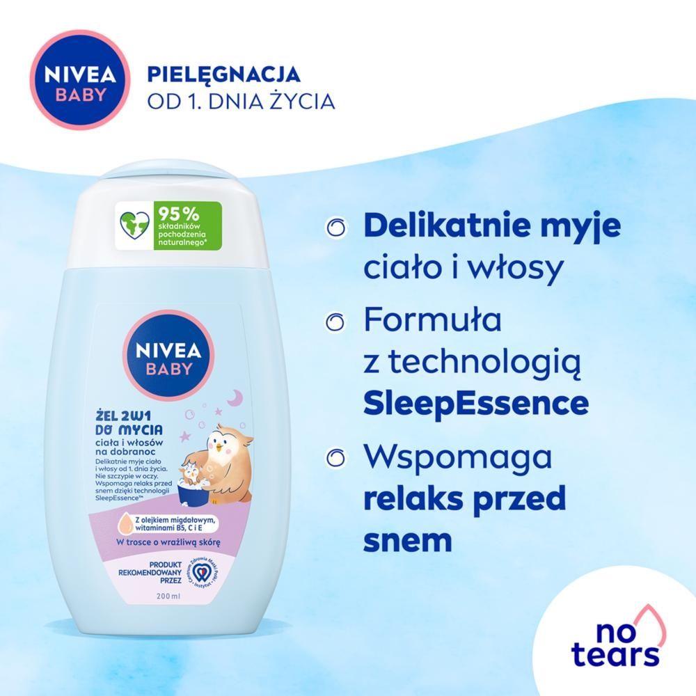 Nivea Baby Żel 2w1 do mycia ciała i włosów na dobranoc 200ml