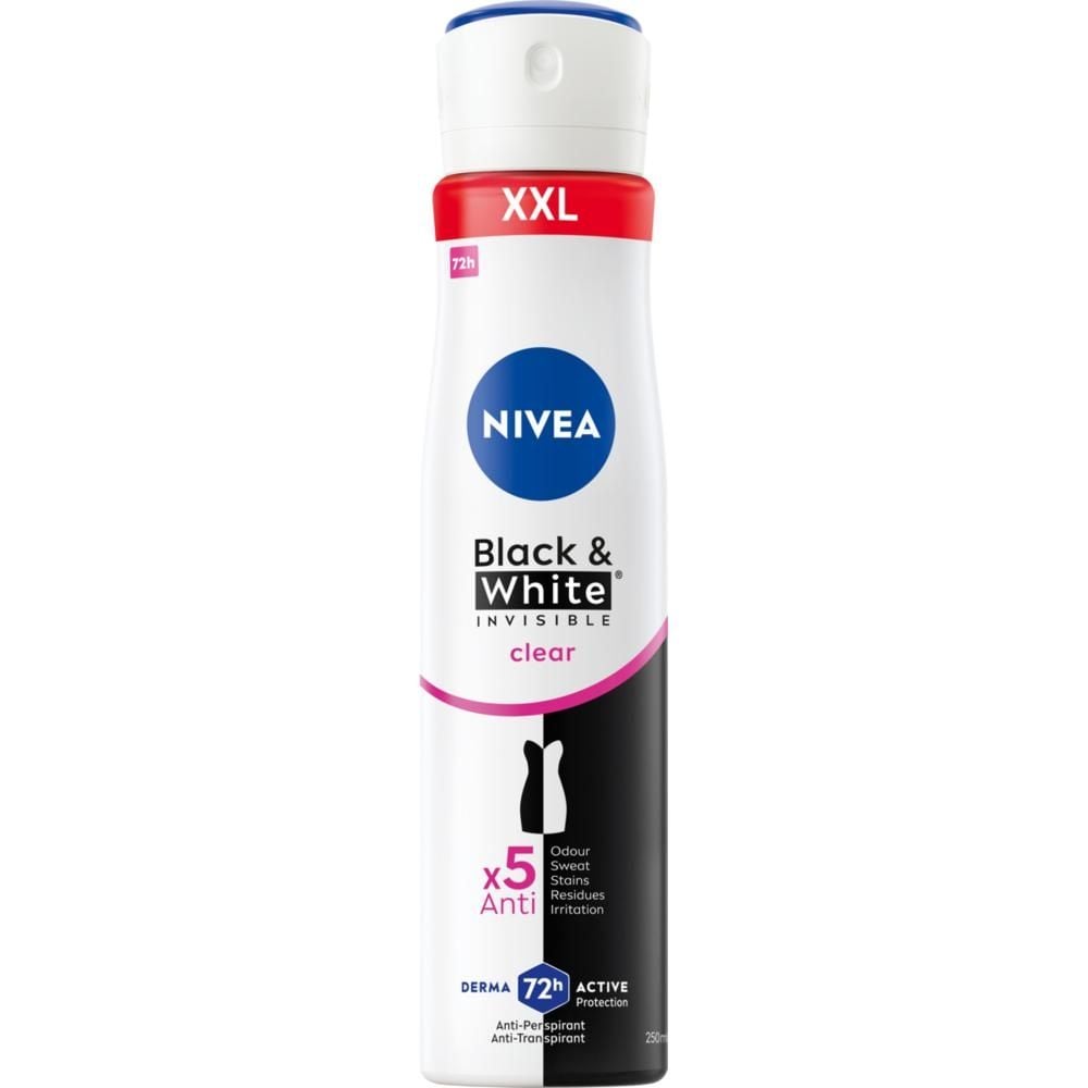 Nivea Black&White Invisible Clear Antyperspirant damski w spray'u 250 ml