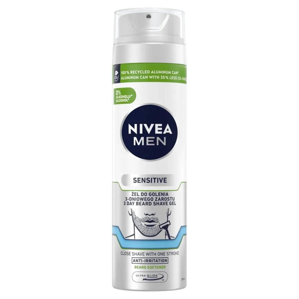 Nivea MEN Sensitive ŻEL DO Golenia 3-Dniowego Zarostu 200 ml