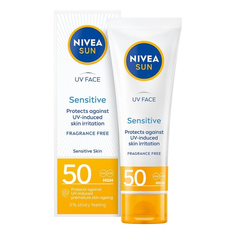 Nivea SUN Sensitive Krem ochronny do twarzy dla skóry wrażliwej SPF 50 50ml