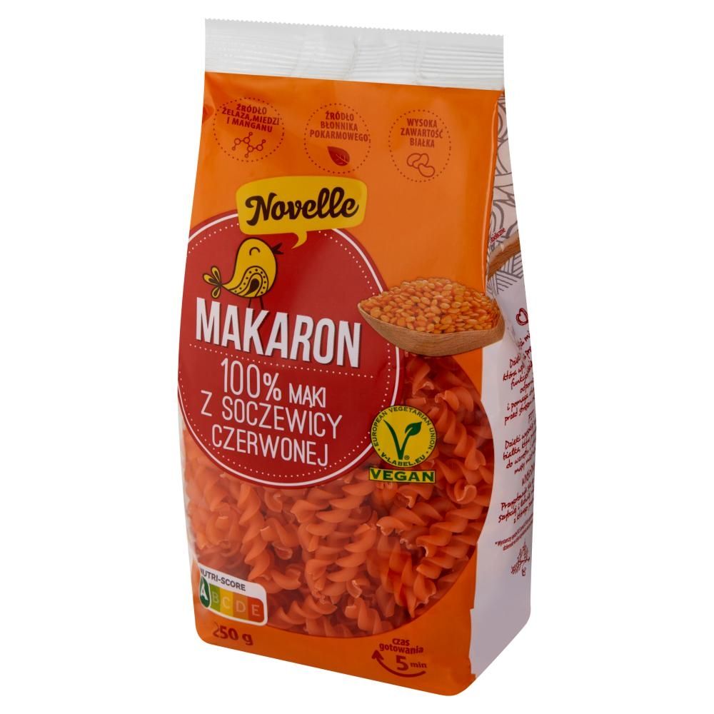 Novelle Makaron 100 % mąki z soczewicy czerwonej 250 g