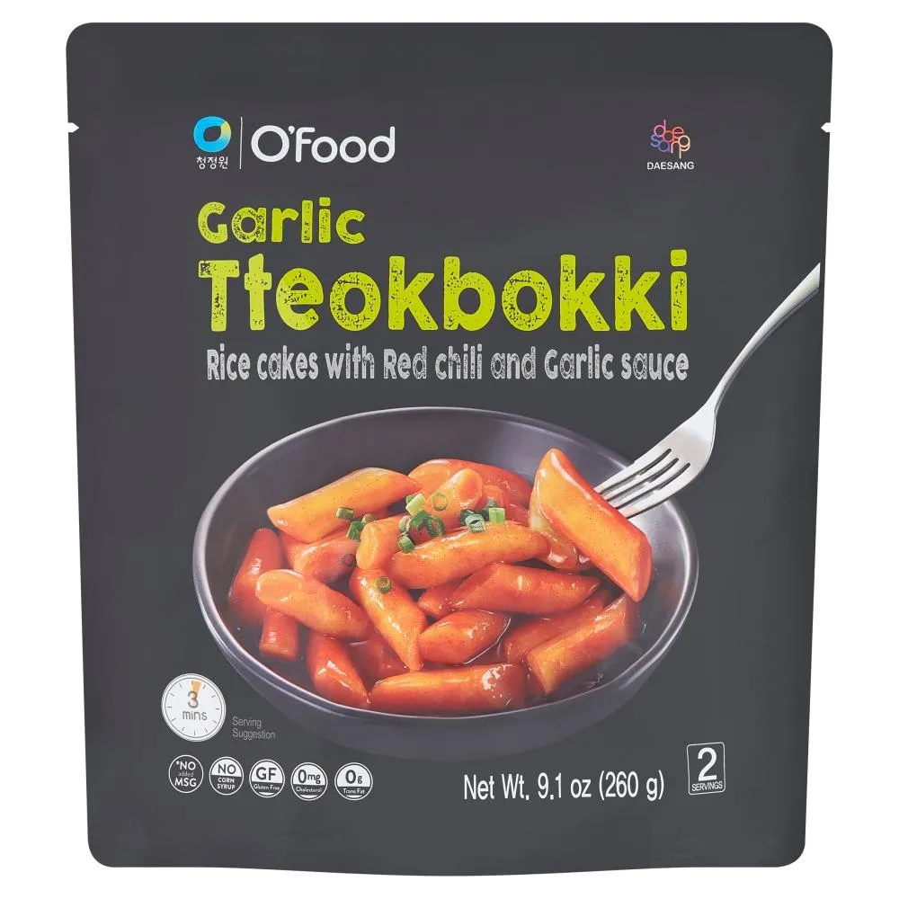 O'Food Tteokbokki Kluski ryżowe wstępnie obgotowane w sosie czosnkowym z chili 260 g