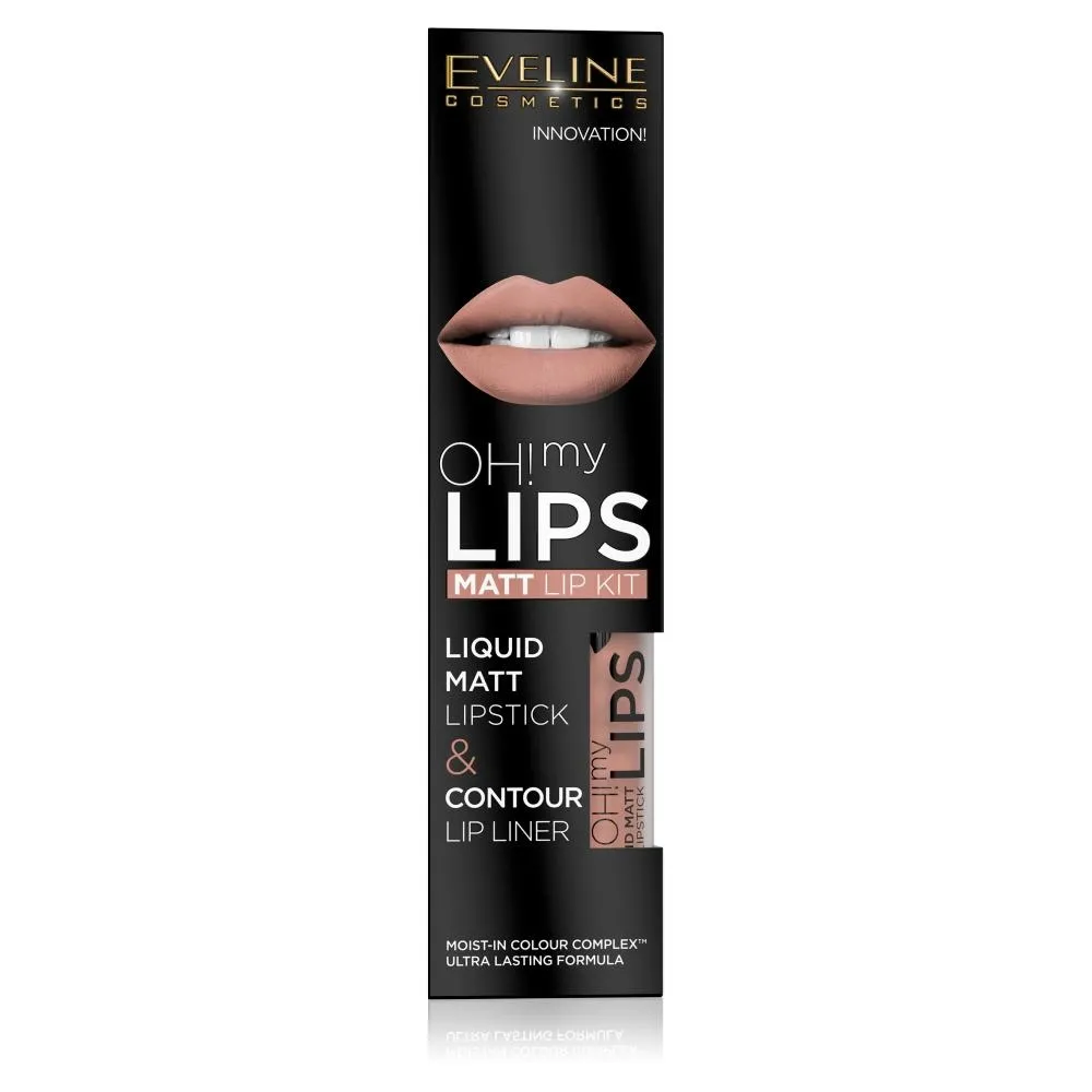 Oh my Lips Zestaw do makijażu ust pomadka matowa w płynie i konturówka nr 01 neutral nude