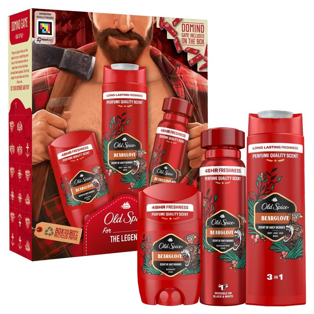 Old Spice Bearglove Lumberjack Zestaw podarunkowy dezodorant w sprayu, sztyft i żel pod prysznic