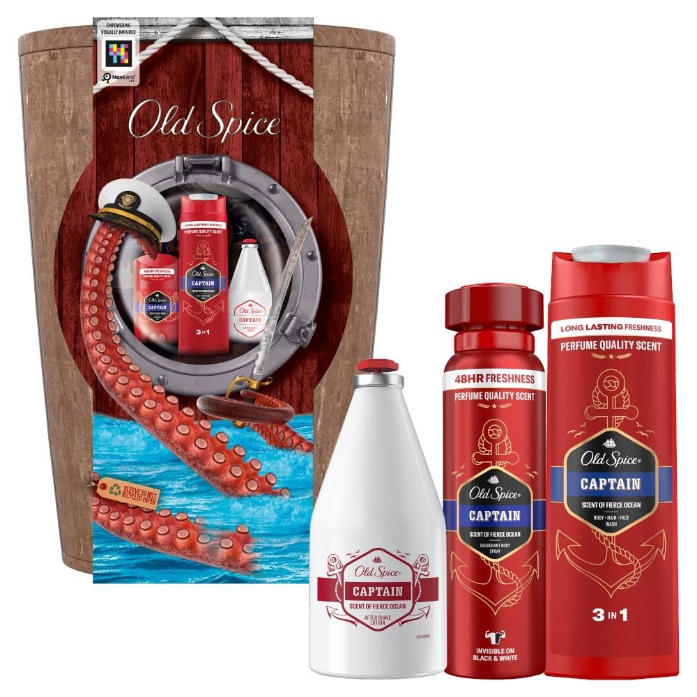 Old Spice Captain Barrel Zestaw podarunkowy – dezodorant w sztyfcie, żel pod prysznic, balsam