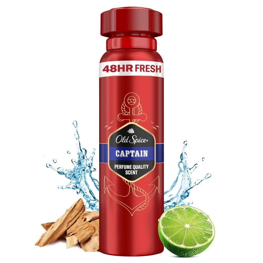 Old Spice Captain Dezodorant W Sprayu Dla Mężczyzn,150ml, 48 Godzin Świeżości, 0%Aluminium