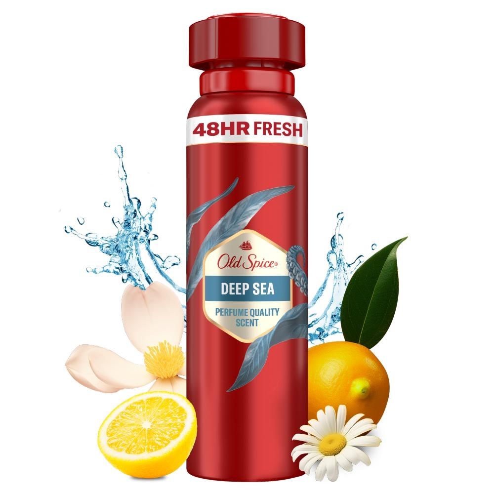 Old Spice Deep Sea Dezodorant W Sprayu Dla Mężczyzn, 150ml, 48H Świeżości, 0% Aluminium