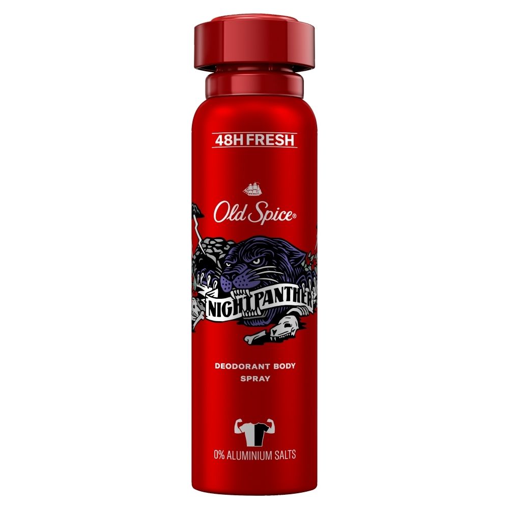 Old Spice Night Panther Dezodorant W Sprayu Dla Mężczyzn,150ml, 48H Świeżości, 0%Aluminium