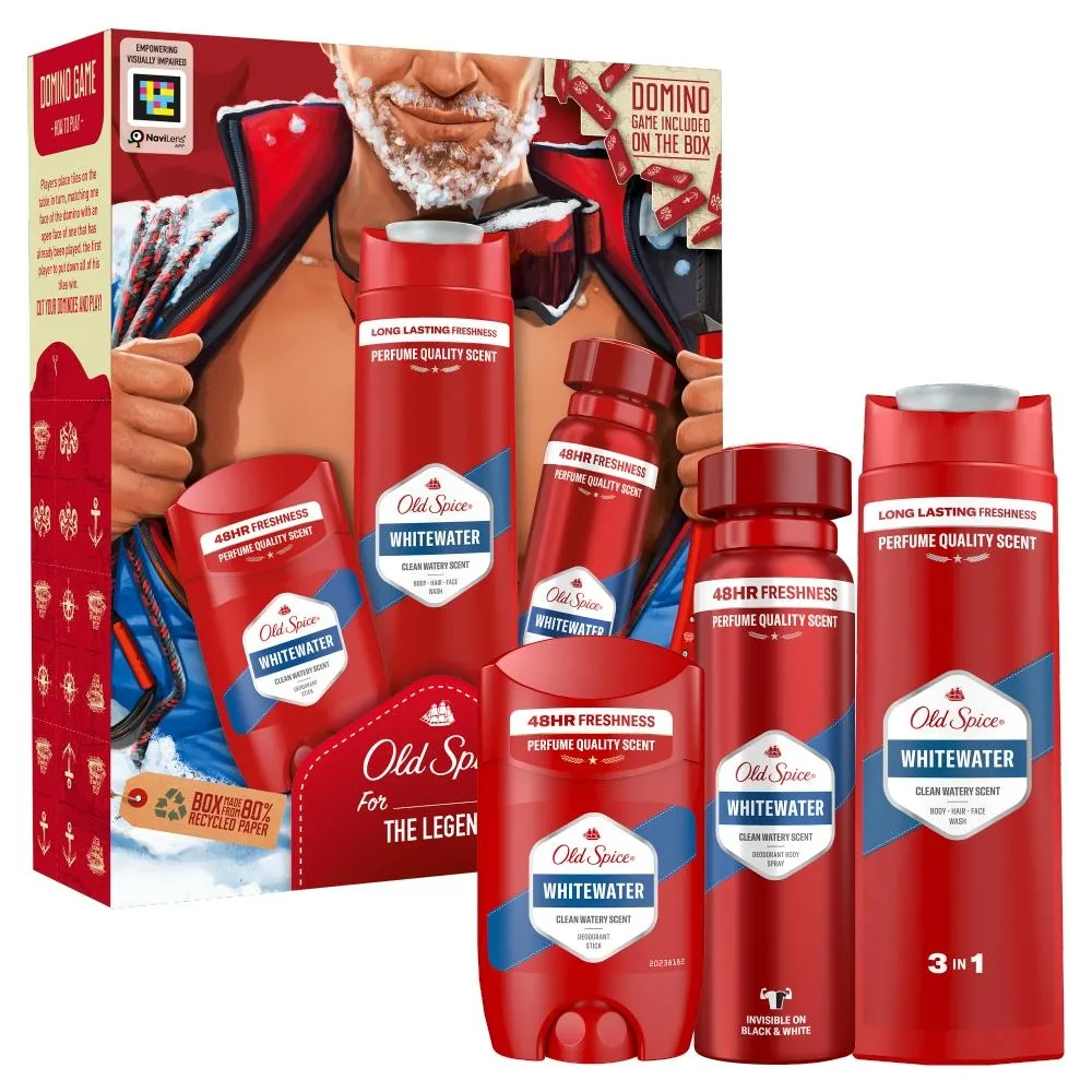 Old Spice Whitewater Alpinist Zestaw podarunkowy – dezodorant w sprayu, sztyft, żel pod prysznic