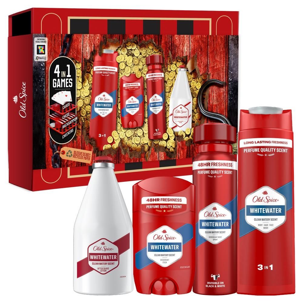 Old Spice Whitewater Zestaw podarunkowy, dezodorant w sprayu, w sztyfcie, żel i balsam po goleniu