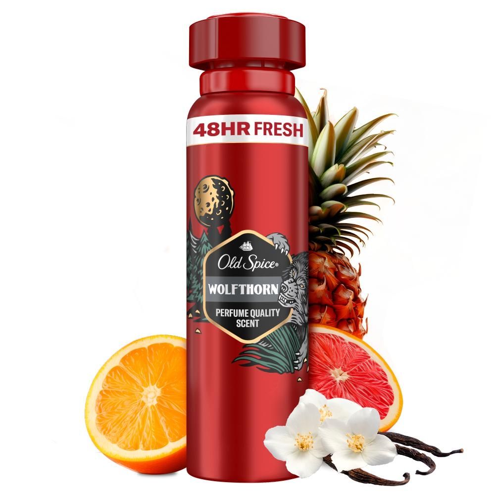 Old Spice Wolfthorn Dezodorant W Sprayu Dla Mężczyzn, 150ml, 48H Świeżości, 0% Aluminium