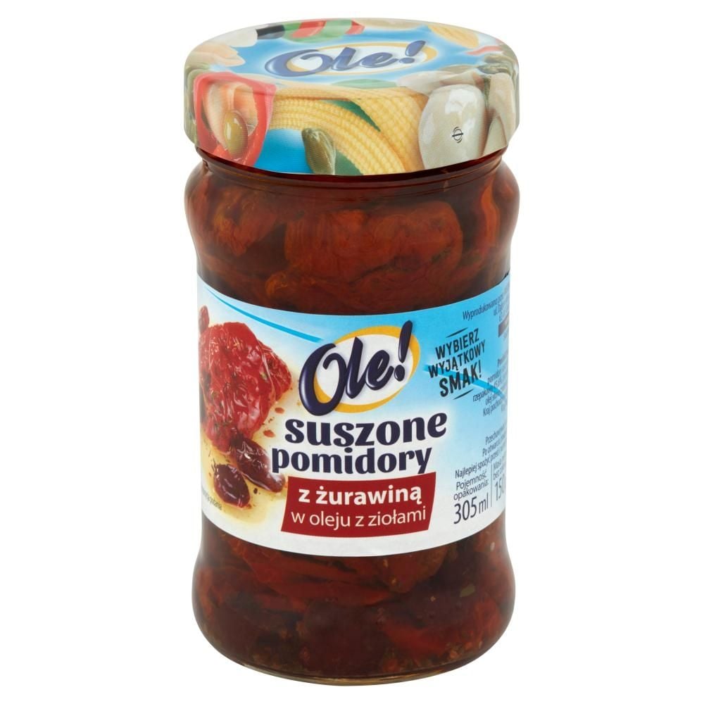 Ole! Suszone pomidory z żurawiną w oleju z ziołami 270 g