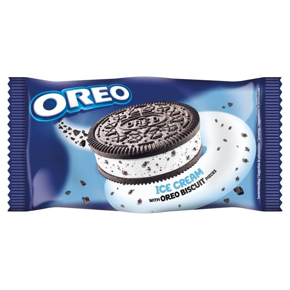 Oreo Ciastka kakaowe z masą lodową smak waniliowy z dodatkiem pokruszonych ciastek kakaowych 135 ml