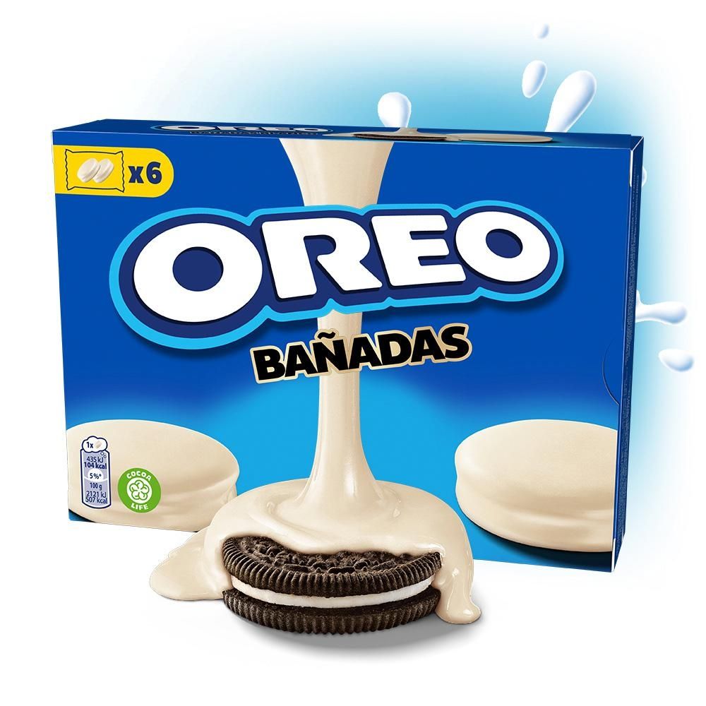 Oreo Ciastka kakaowe z nadzieniem o smaku waniliowym oblane białą polewą 246 g (12 sztuk)