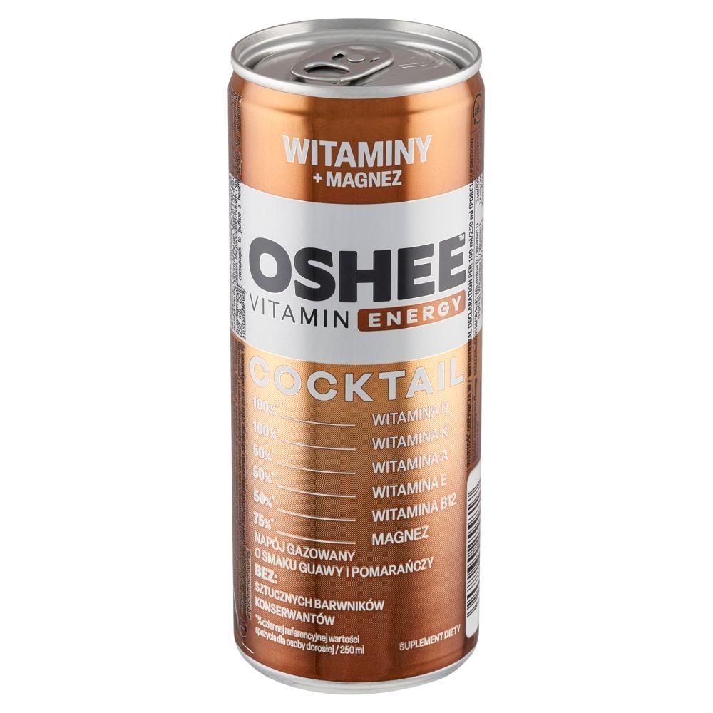 Oshee Vitamin Energy Suplement diety napój gazowany o smaku guawy i pomarańczy 250 ml