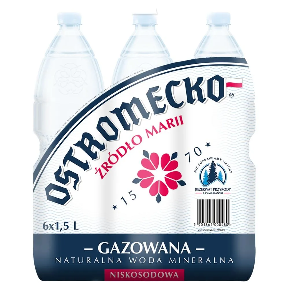 Ostromecko Naturalna woda mineralna gazowana 6 x 1,5 l