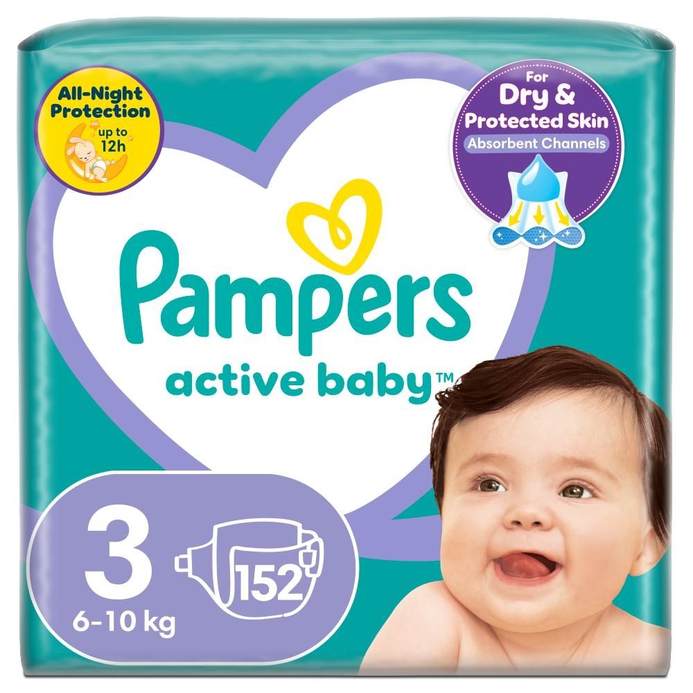 Pampers Active Baby 3, 152 Pieluszek,6kg-10kg