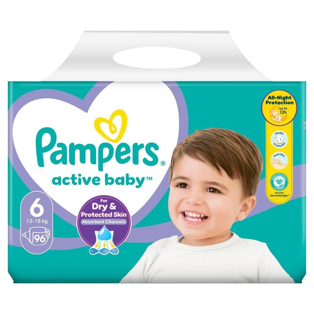 Pampers Active Baby Pieluszki, rozmiar 6, 13-18kg, 96 szt