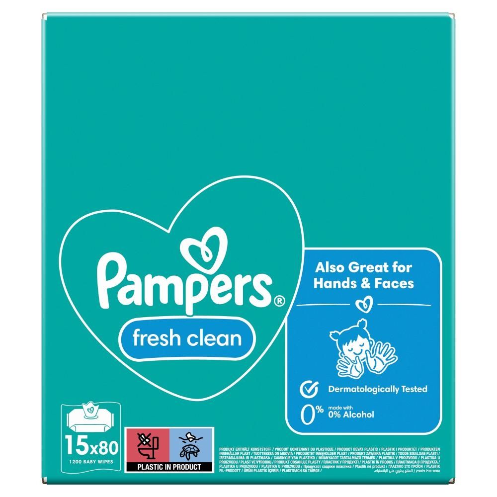 Pampers Fresh Clean Baby Wipes 15 Packs = 1200 Wipes