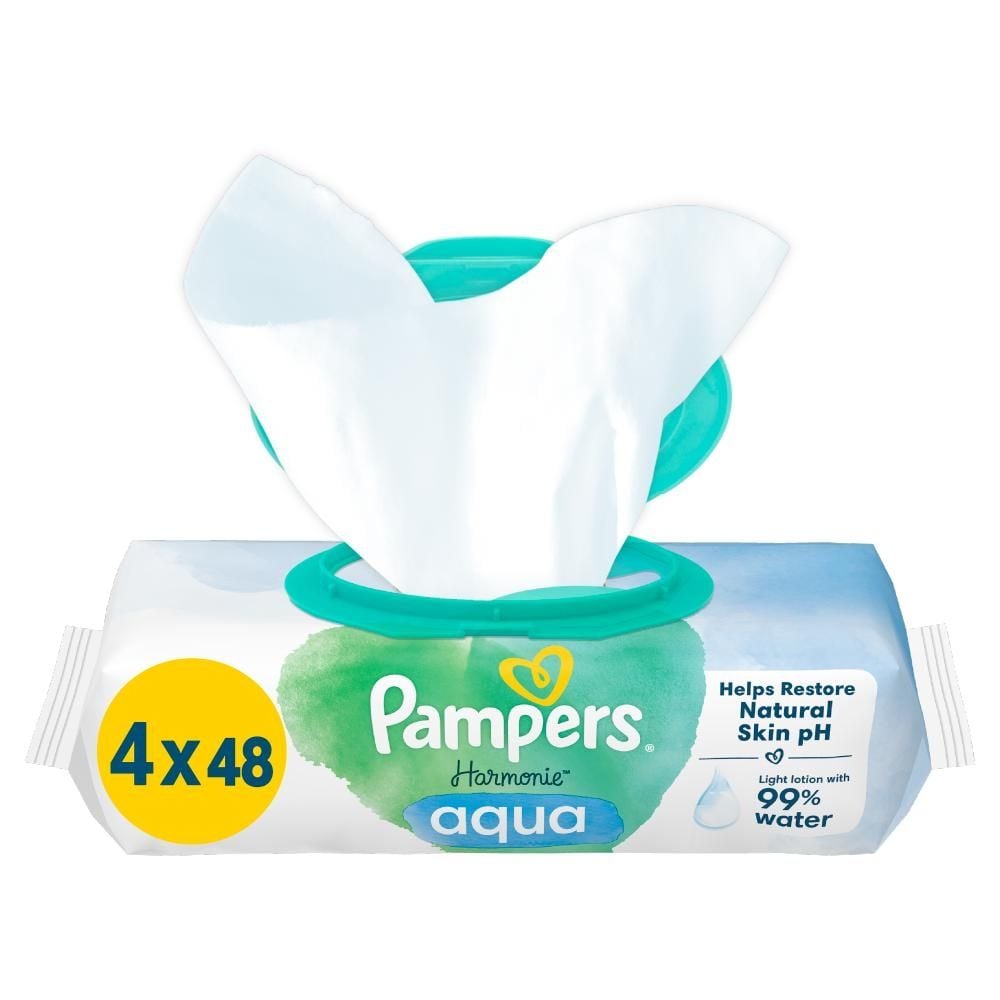 Pampers Harmonie Aqua Chusteczki nawilżane, 48 opakowania = 192 szt