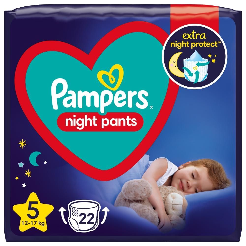 Pampers Night Pants Pieluchomajtki rozmiar 5, 22 pieluszek, 12kg-17kg