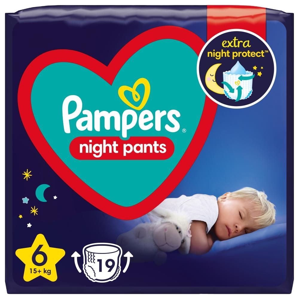 Pampers Night Pants Pieluchomajtki rozmiar 6, 19 pieluszek, 15kg+