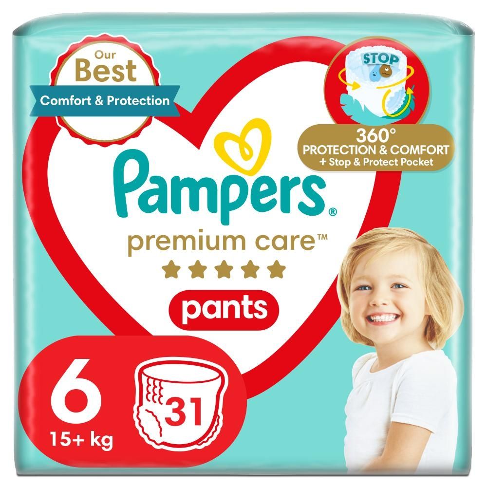 Pampers Premium Care Pieluchomajtki, rozmiar 6, 31 sztuk, 15kg+