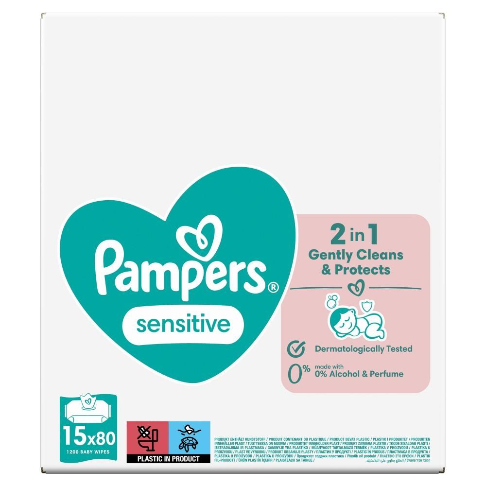 Pampers Sensitive Baby Wipes 15 Packs = 1200 Wipes