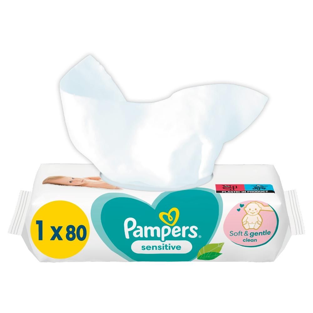 Pampers Sensitive Chusteczki nawilżane, 6 opakowań = 480 szt