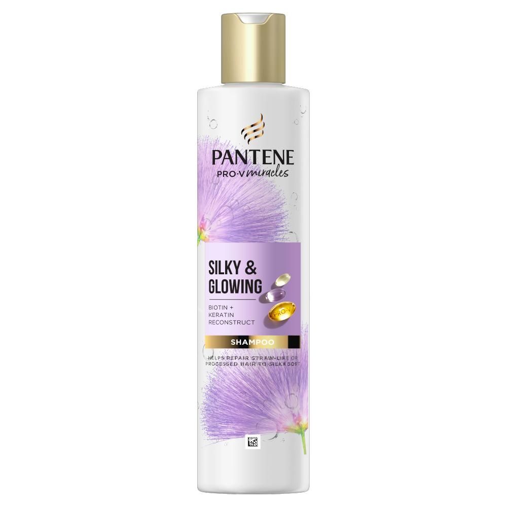 Pantene Silky and Glowing Szampon z biotyną i keratyną, 250 ml. Włosy suche