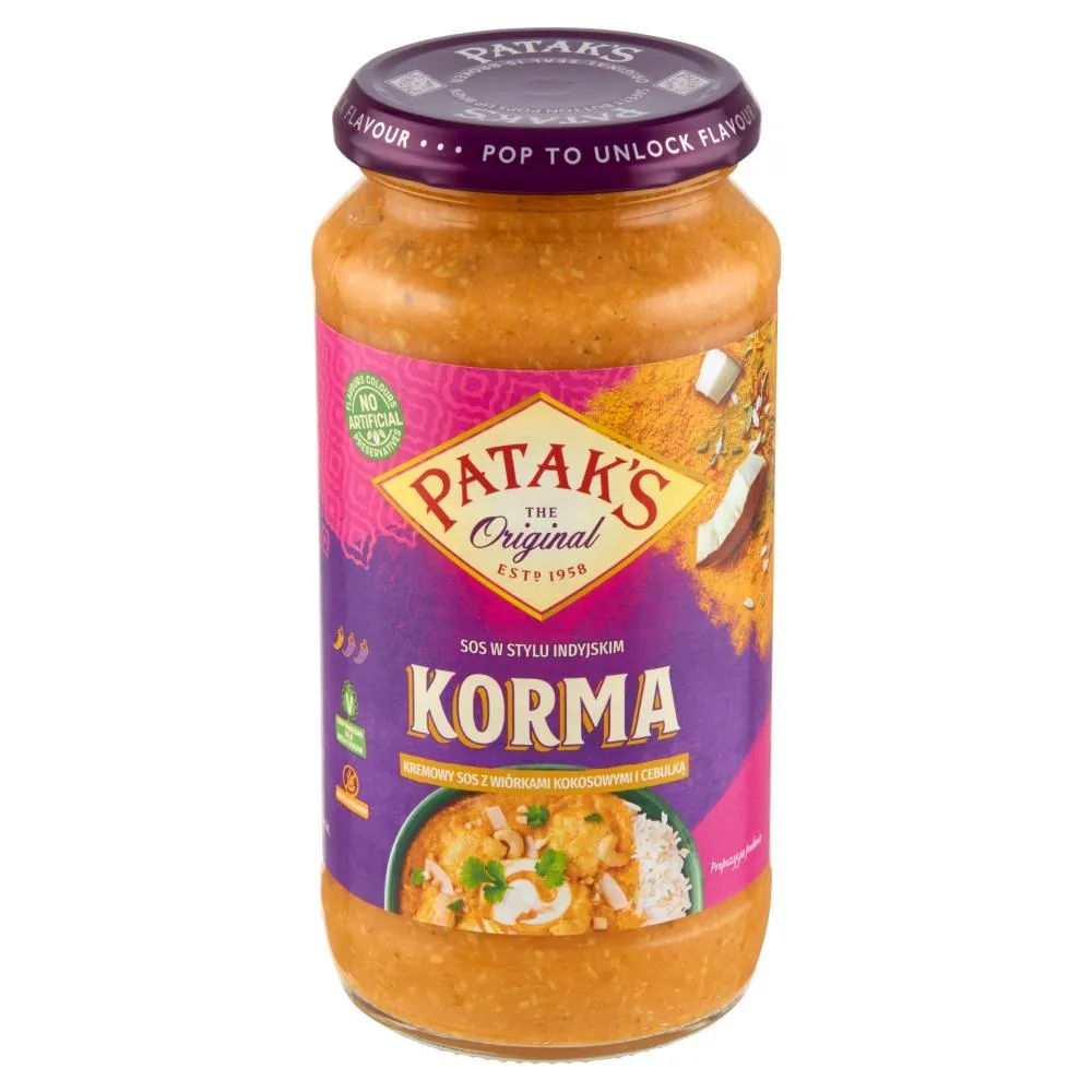 Patak's Korma Kremowy sos z wiórkami kokosowymi i cebulą 450 g