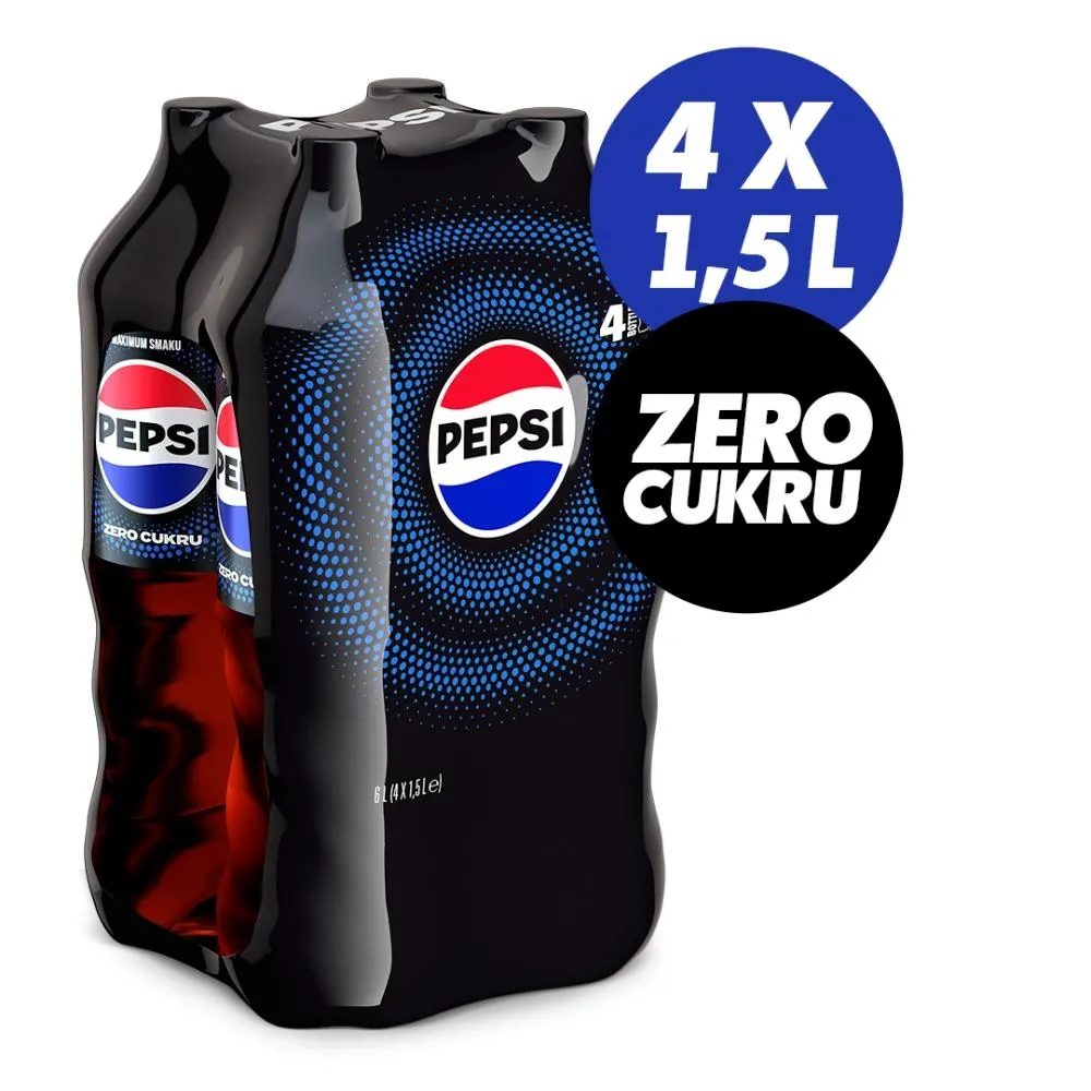 Pepsi-Cola Zero cukru Napój gazowany 6 l (4 x 1,5 l)