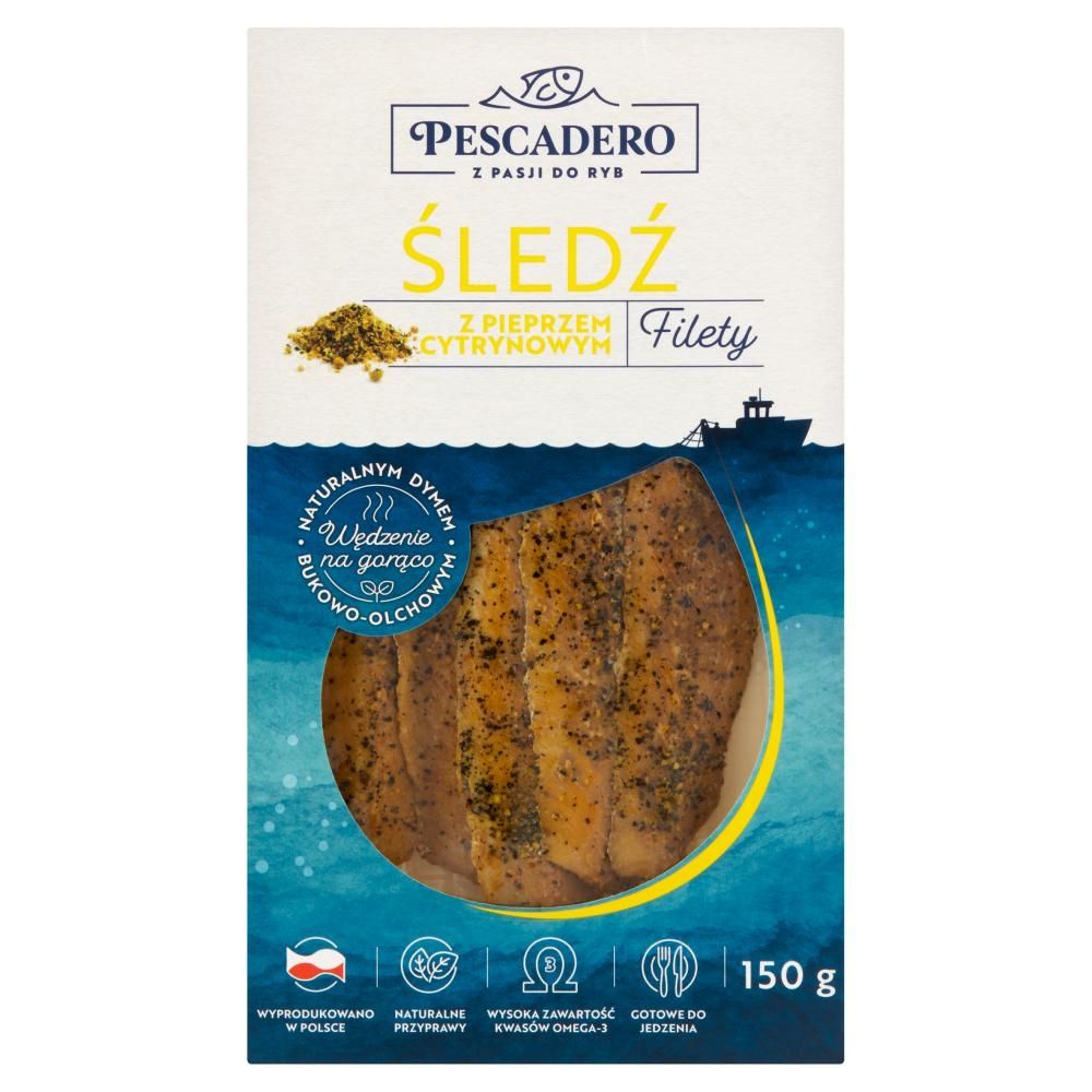 Pescadero Śledź z pieprzem cytrynowym filety 150 g