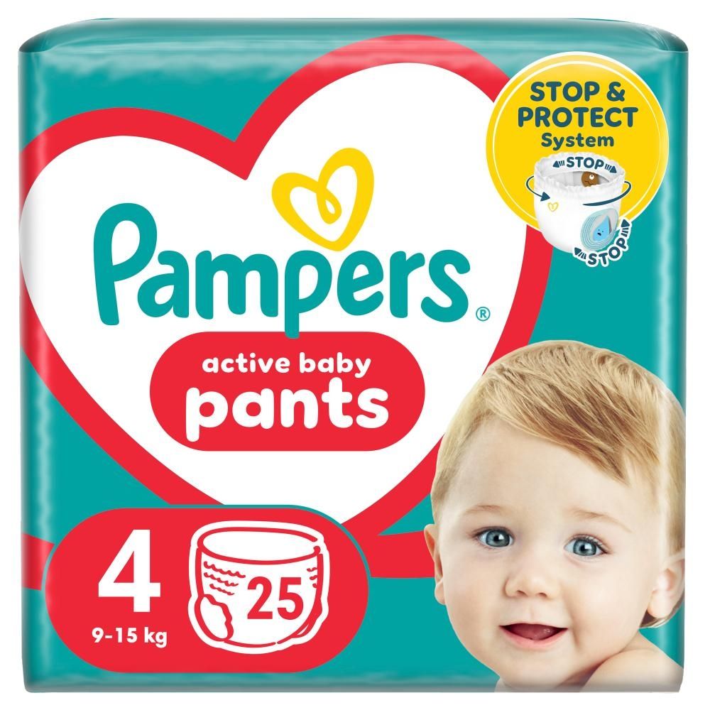 Pieluchomajtki Pampers Active Baby, rozmiar 4, pieluszki 25, 9kg-15kg