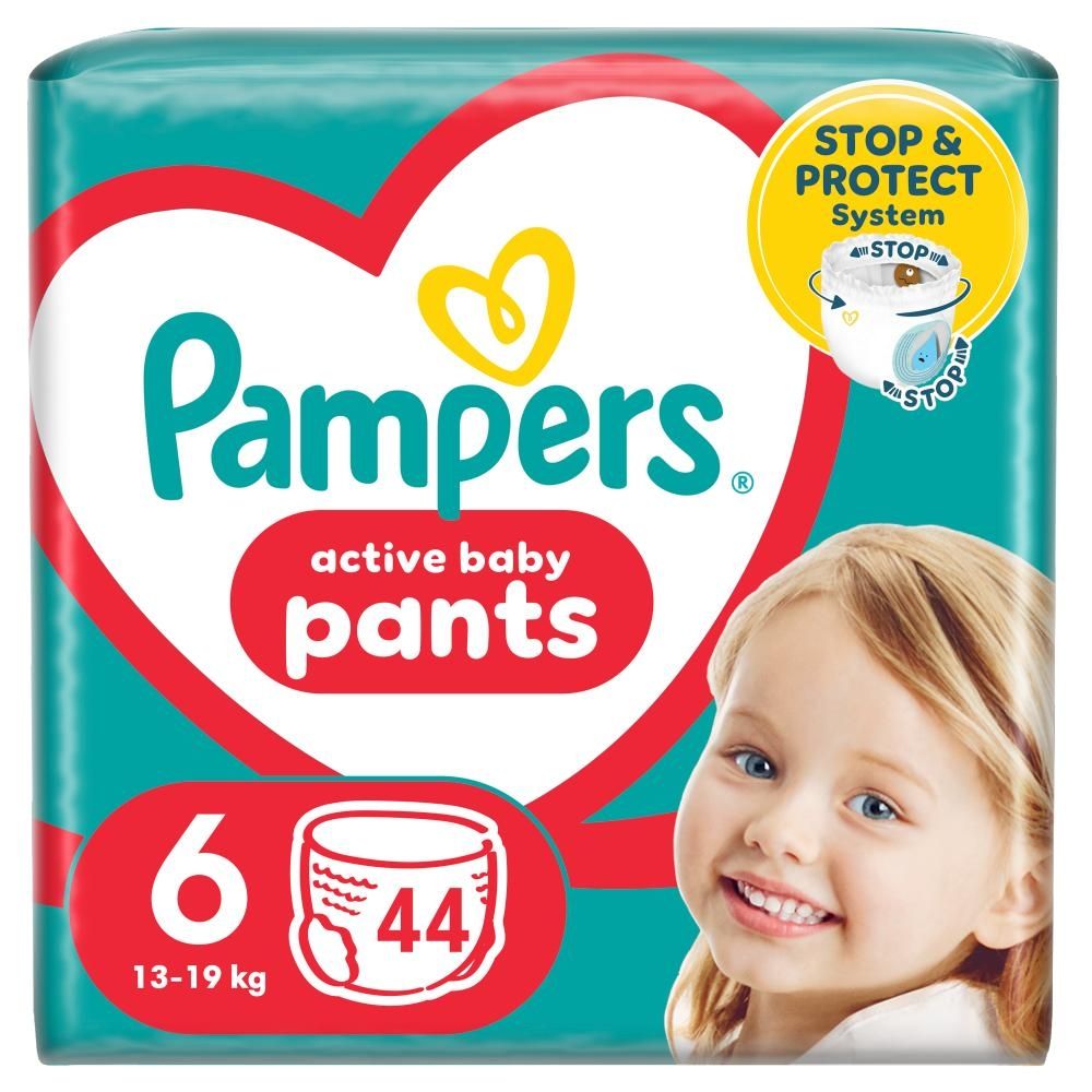 Pieluchomajtki Pampers Active Baby, rozmiar 6, pieluszki 44, 13kg-19kg