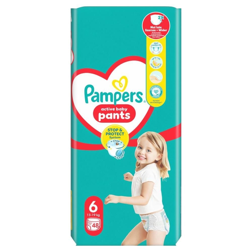 Pieluchomajtki Pampers Active Baby, rozmiar 6, pieluszki 48, 13kg-19kg