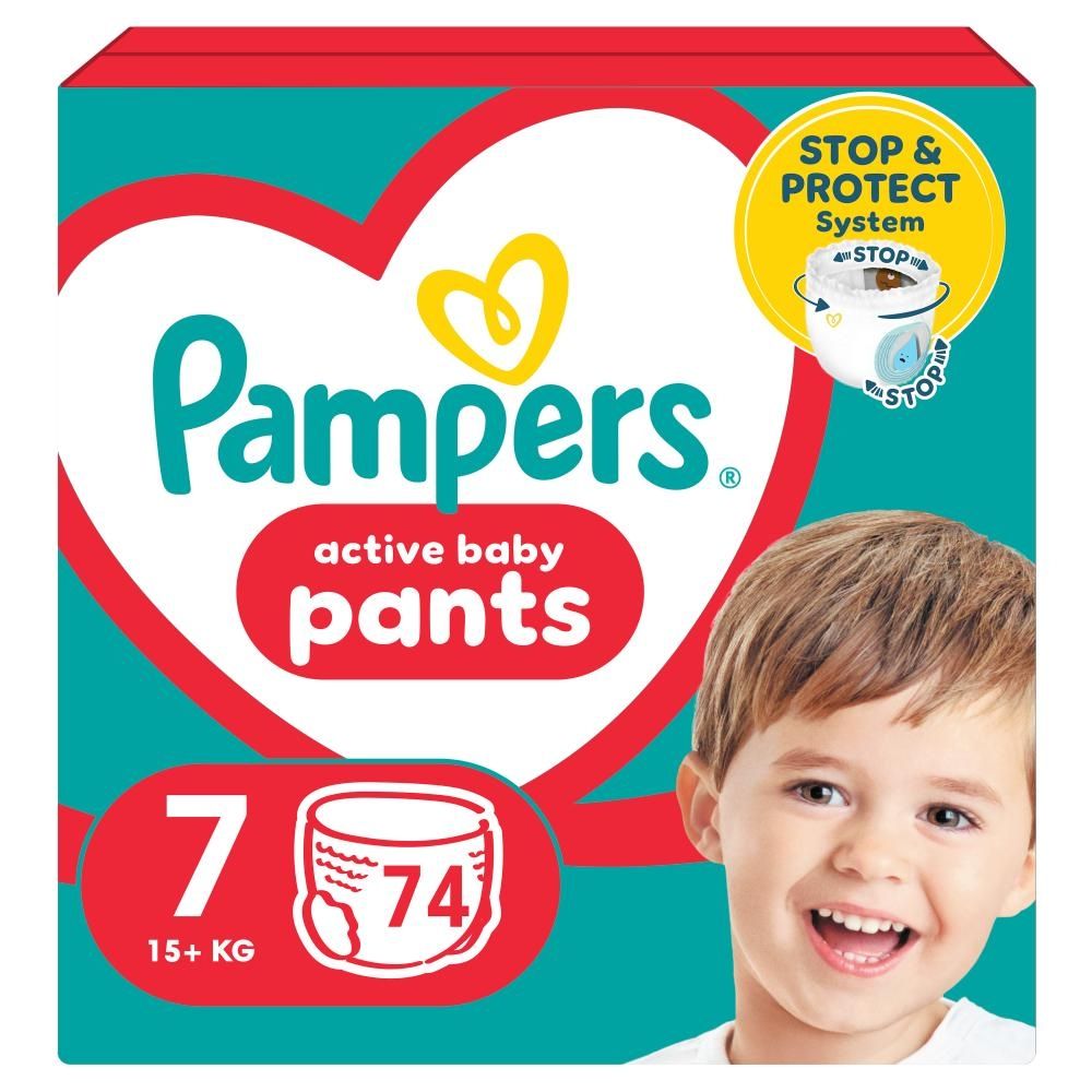 Pieluchomajtki Pampers Active Baby, rozmiar 7, pieluszki 74, 15kg+