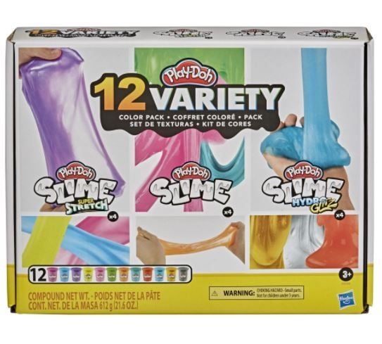 Play Doh Ciastolina SlimeTuby 12-Pak Super Stretch i HydroGlitz E8998