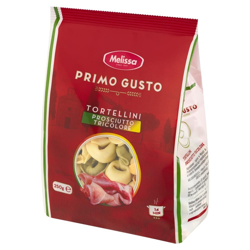 Melissa Primo Gusto Tortellini trzykolorowe z szynką prosciutto 250 g