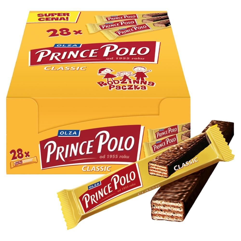 Prince Polo Classic Kruchy wafelek z kremem kakaowym oblany czekoladą 490 g (28 x 17,5 g)