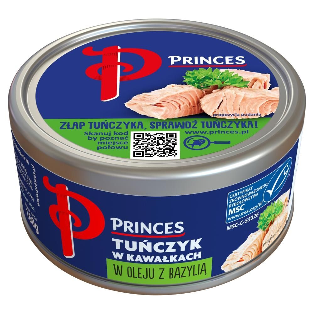 Princes Tuńczyk w kawałkach w oleju z bazylią 160 g