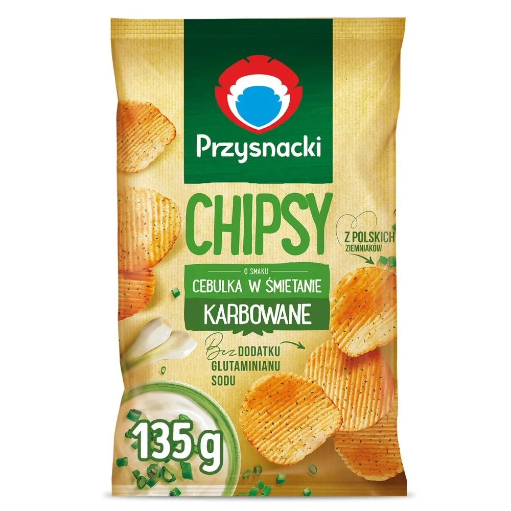 Przysnacki Chipsy karbowane o smaku cebulka w śmietanie 135 g