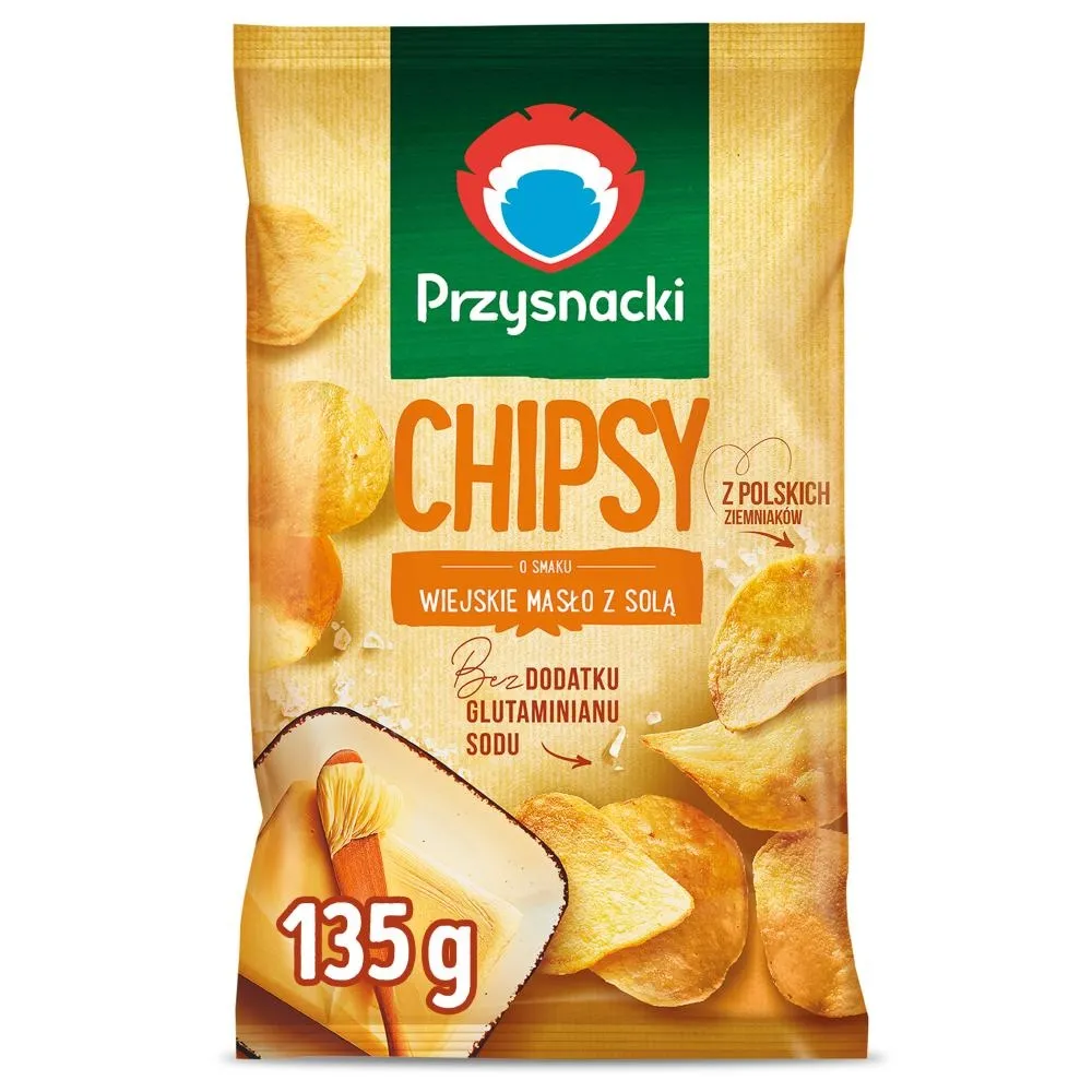 Przysnacki Chipsy o smaku wiejskie masło z solą 135 g