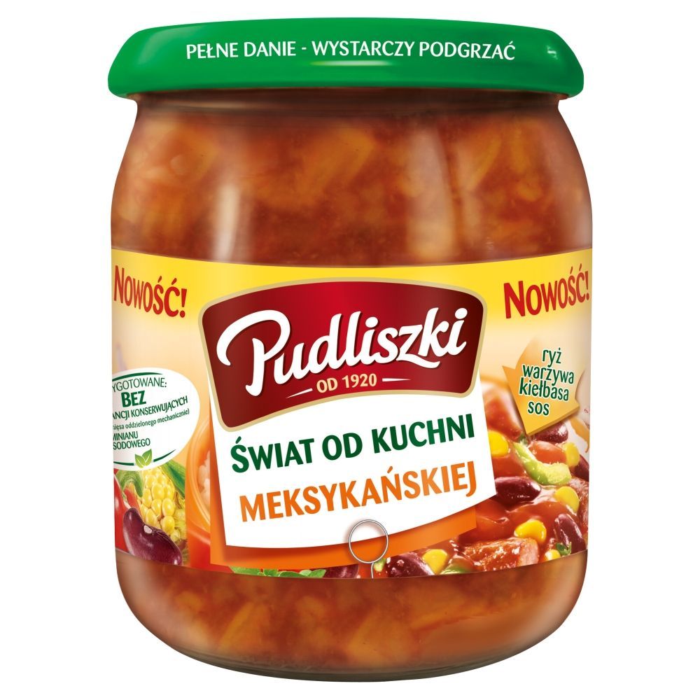 Pudliszki Świat od kuchni meksykańskiej Fasola po meksykańsku z kiełbasą i ryżem 500 g