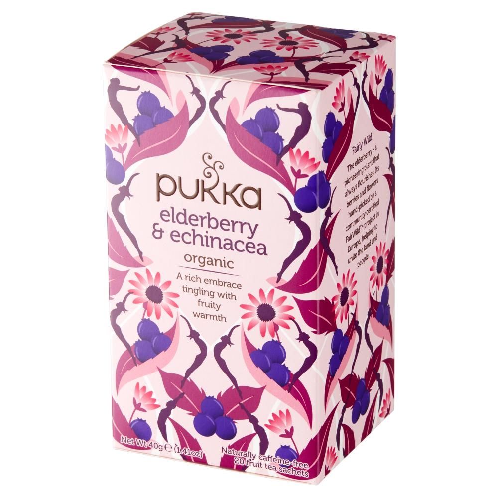 Pukka Organiczna herbatka naturalnie aromatyzowana jeżówką purpurową bzem czarnym 40 g (20 torebek)