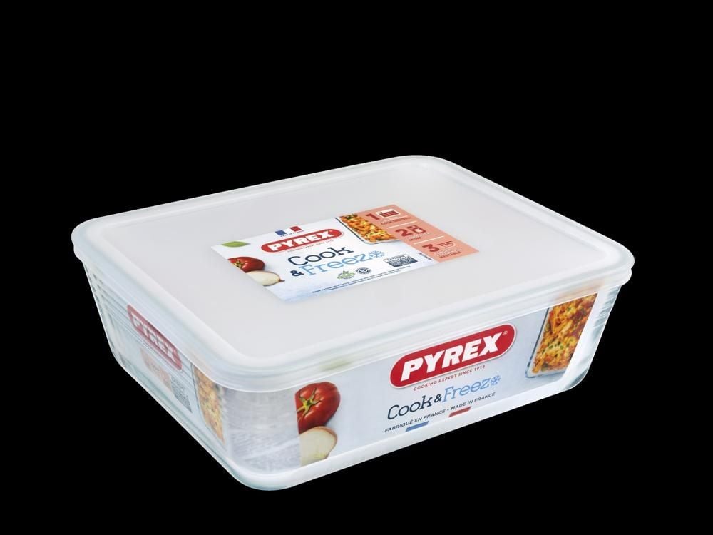 PYREX POJEMNIK  ŻAROODPORNY PROSTOKĄTNY Z PLASTIKOWĄ POKRYWKĄ 2,6L