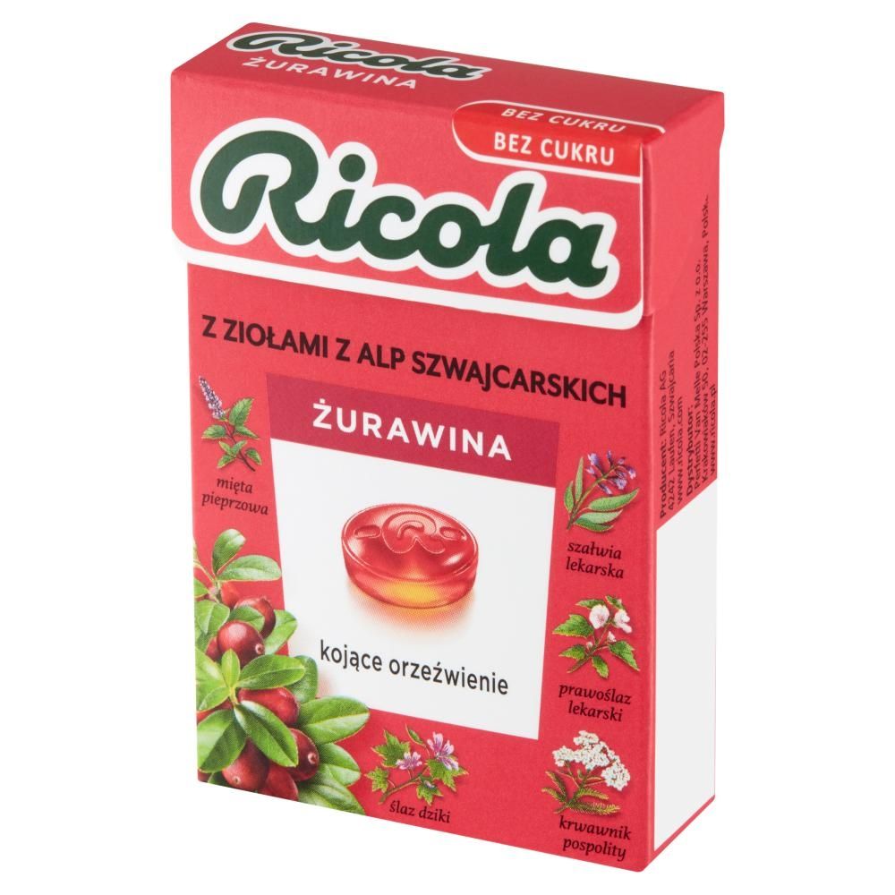 Ricola Szwajcarskie cukierki ziołowe żurawina 27,5 g